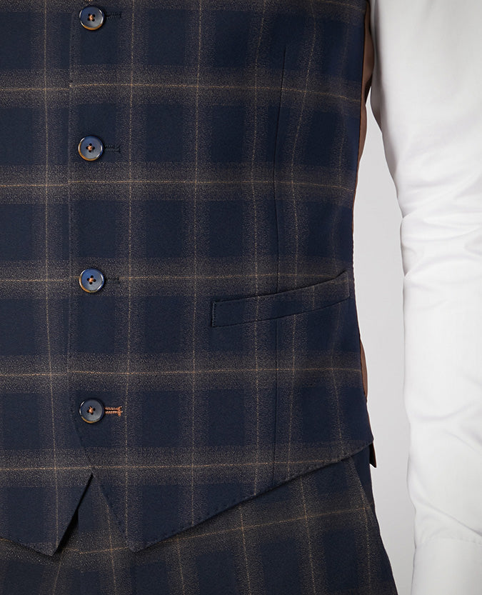 X-Slim Fit Checked Stretch Waistcoat