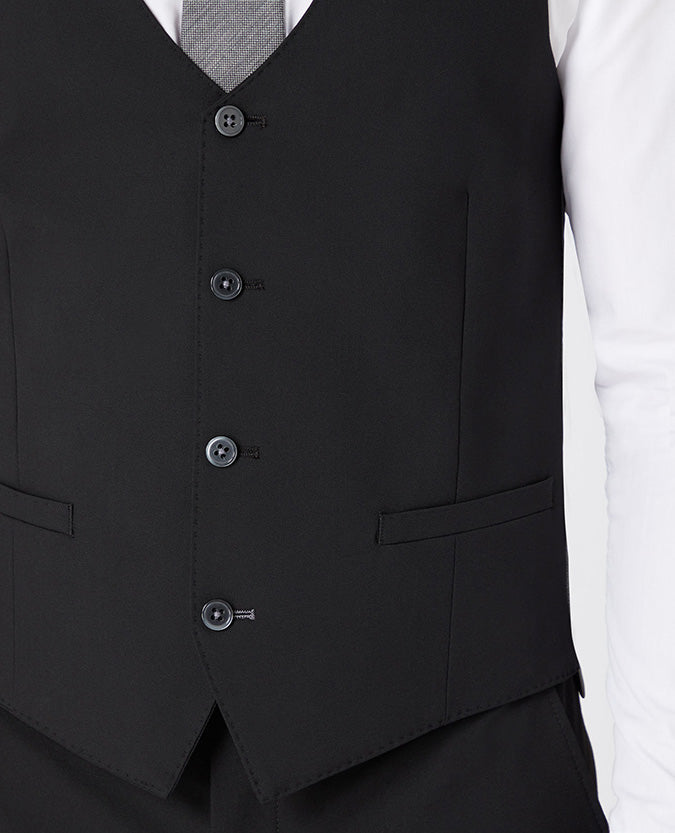 Man wearing a black X-Slim Fit Stretch Waistcoat