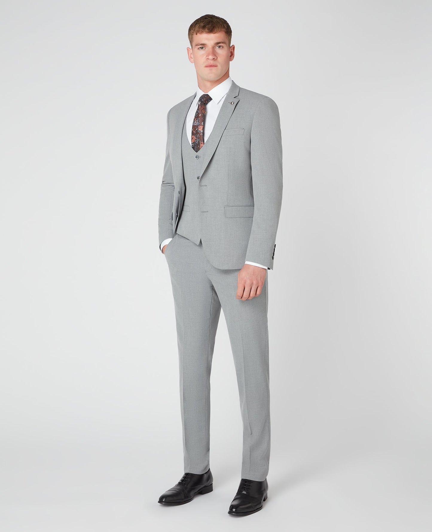 Man wearing a grey X-Slim Fit Stretch Waistcoat