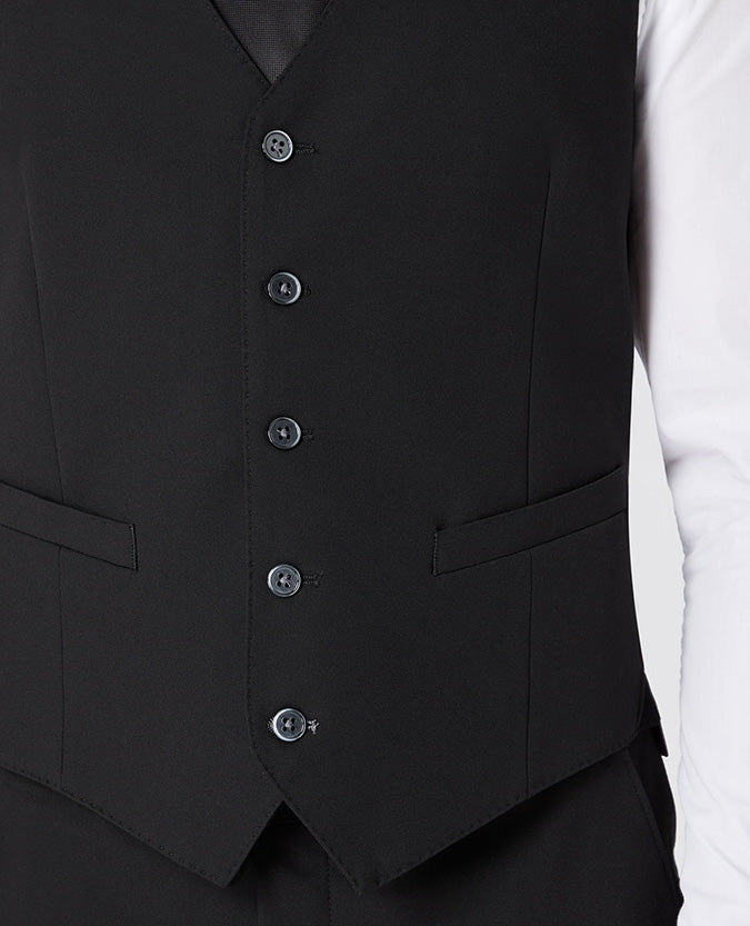 Man wearing a black Tapered Fit Stretch Waistcoat