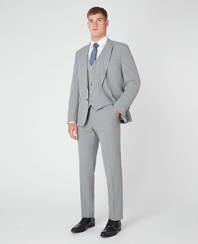 Man wearing a grey Tapered Fit Stretch Waistcoat
