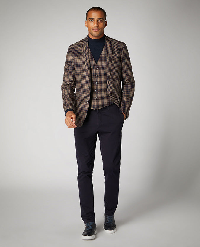 Slim Fit Checked Wool Rich Waistcoat