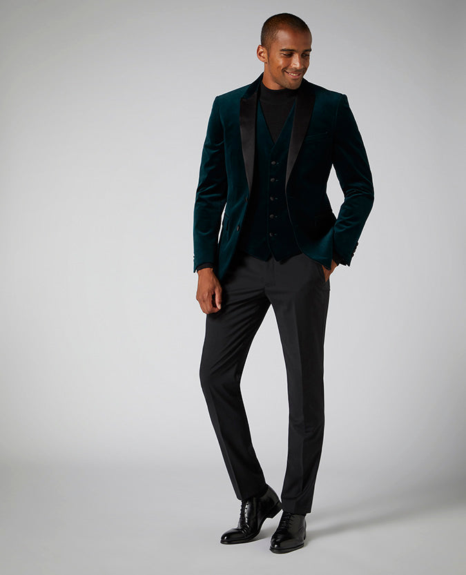 Slim Fit Cotton-Stretch Velvet Waistcoat
