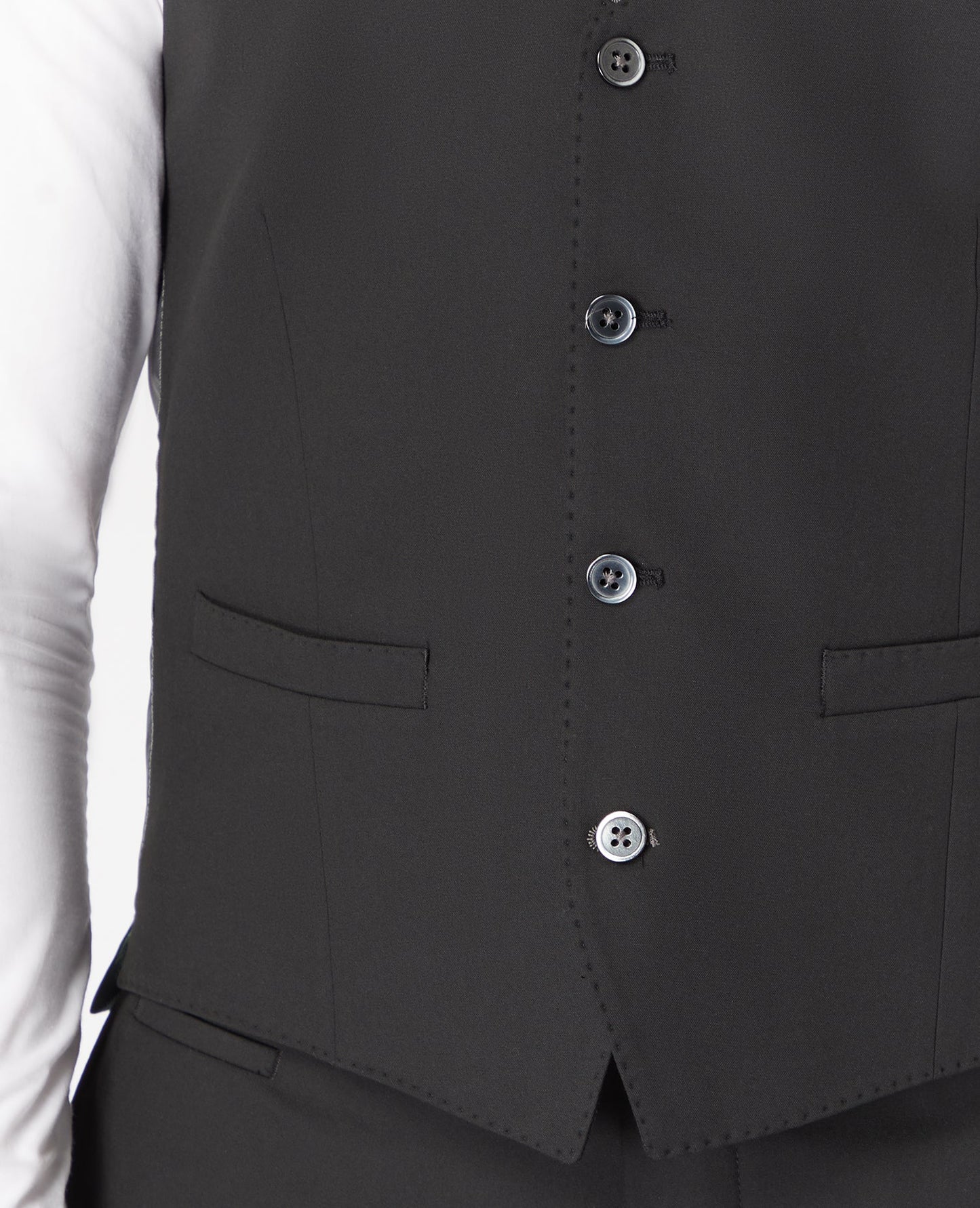 Man wearing a black Slim Fit Stretch Waistcoat