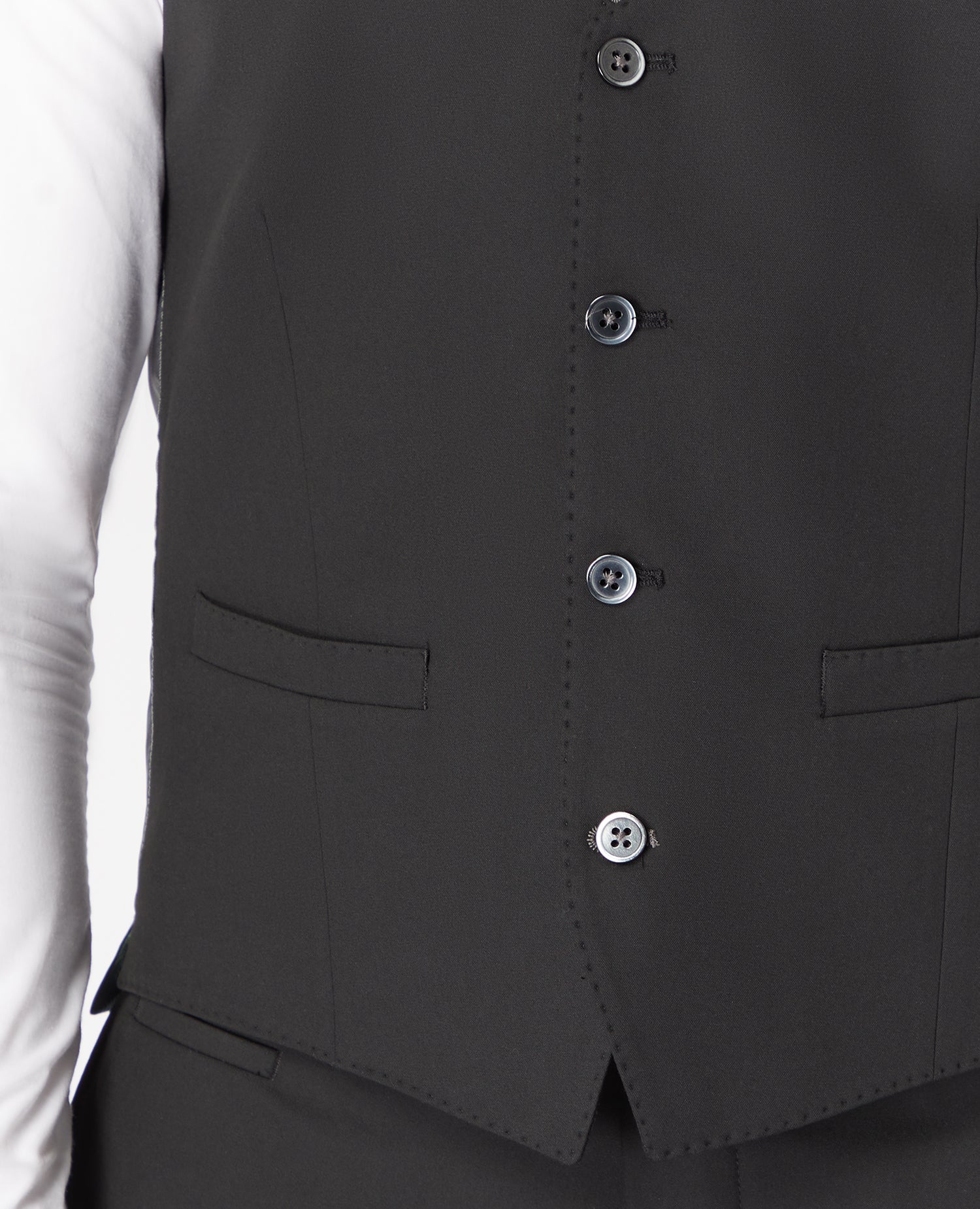 Man wearing a black Slim Fit Stretch Waistcoat