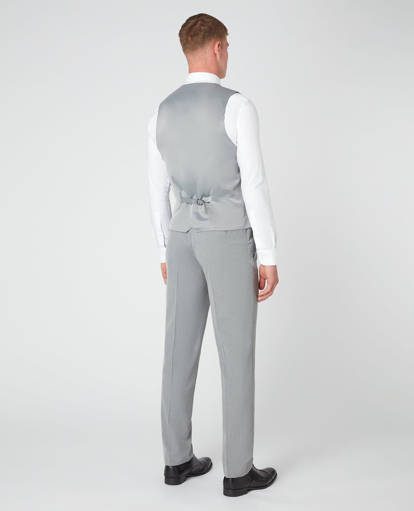 Man wearing a grey Slim Fit Stretch Waistcoat