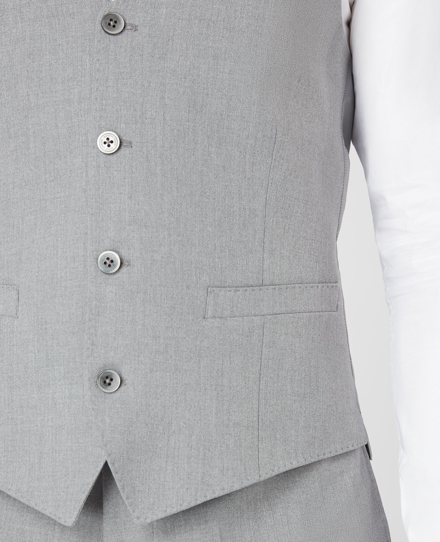 Man wearing a grey Slim Fit Stretch Waistcoat