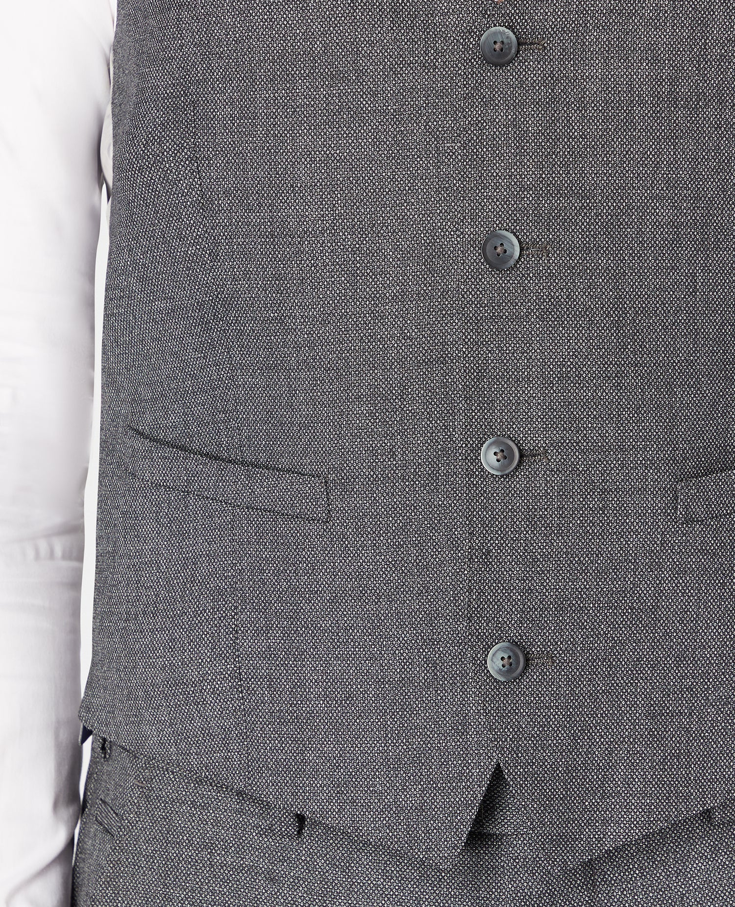 Man wearing a grey Slim Fit Wool-Rich Mix and Match Suit Waistcoat