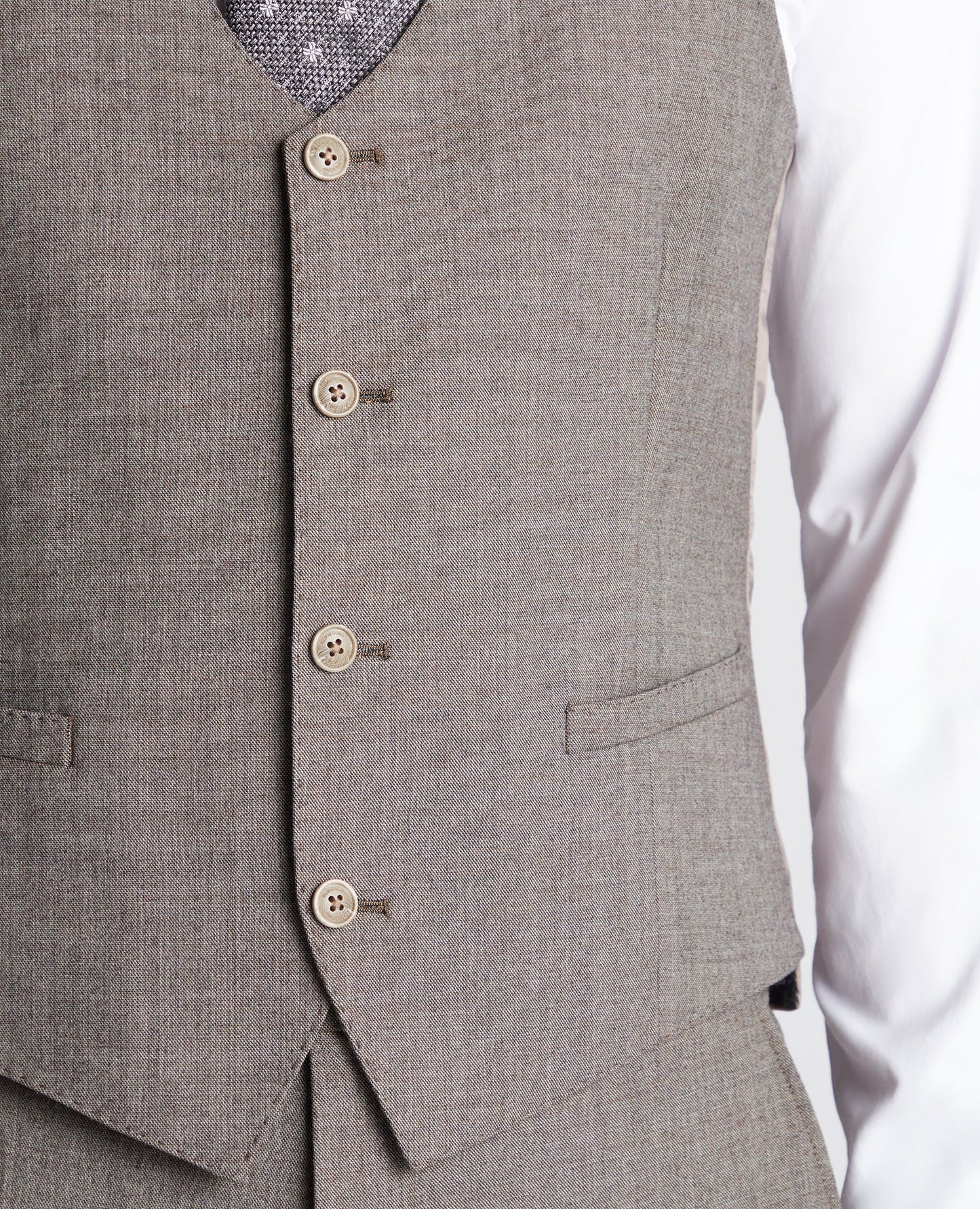 Man wearing a brown X-Slim Fit Wool Blend Mix And Match Suit Waistcoat