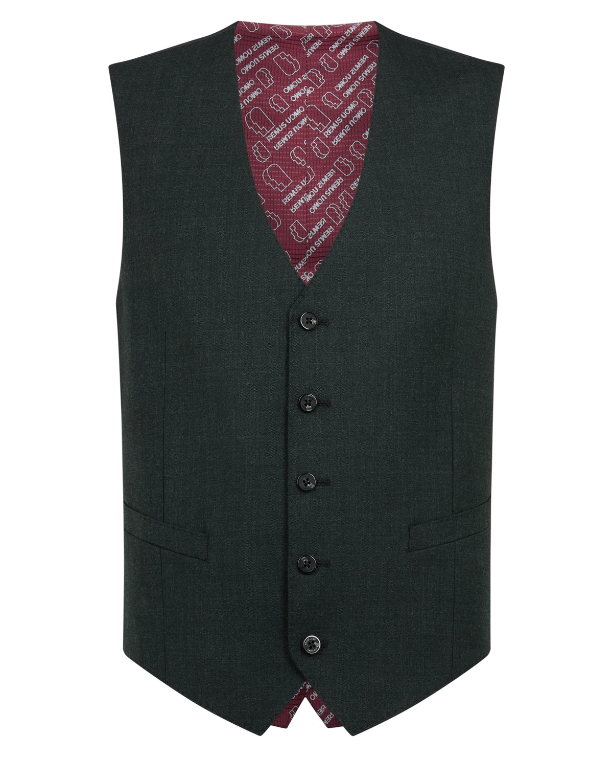 Man wearing a green Wool Stretch Waistcoat