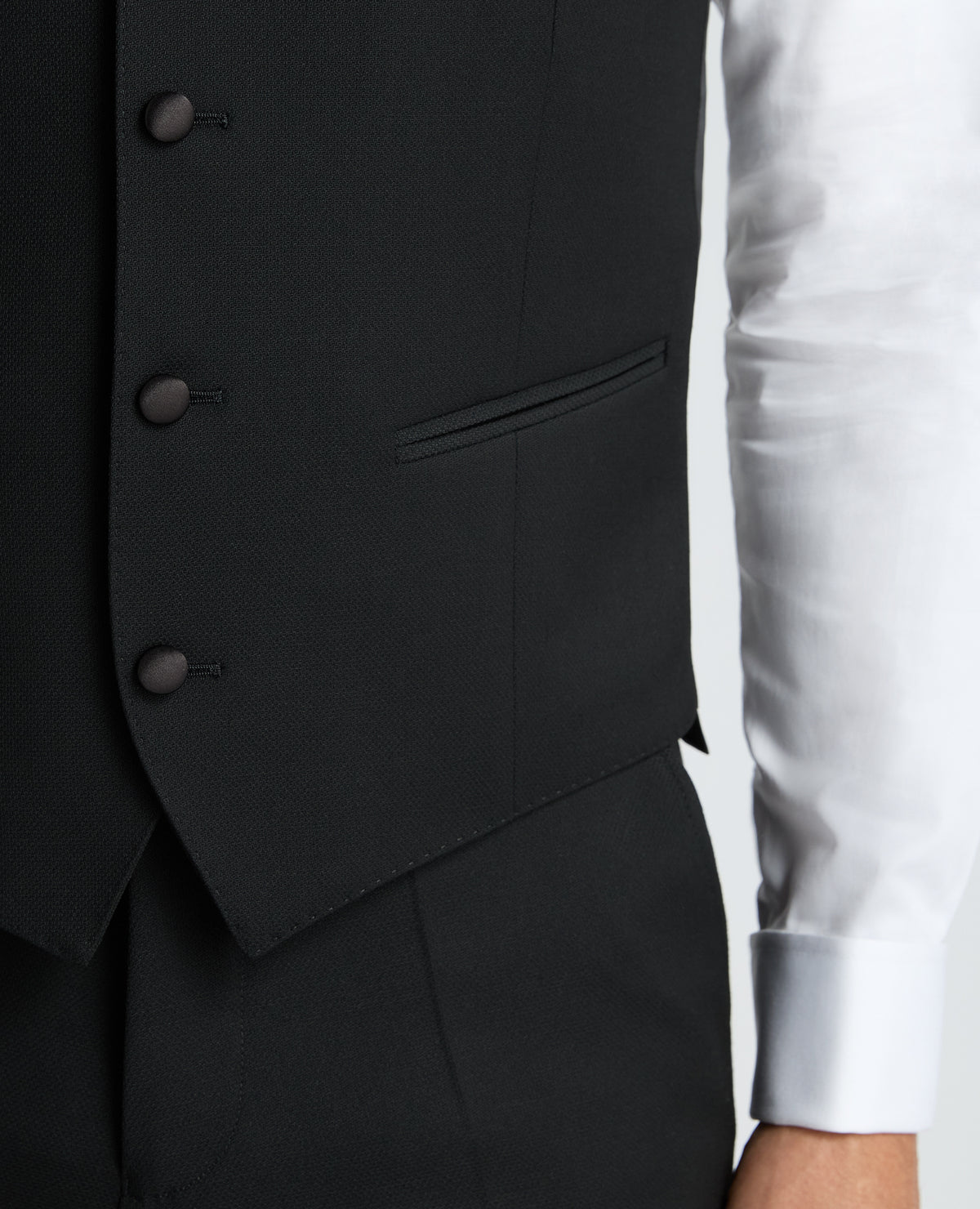Black Slim Fit Satin Detail Stretch Waistcoat