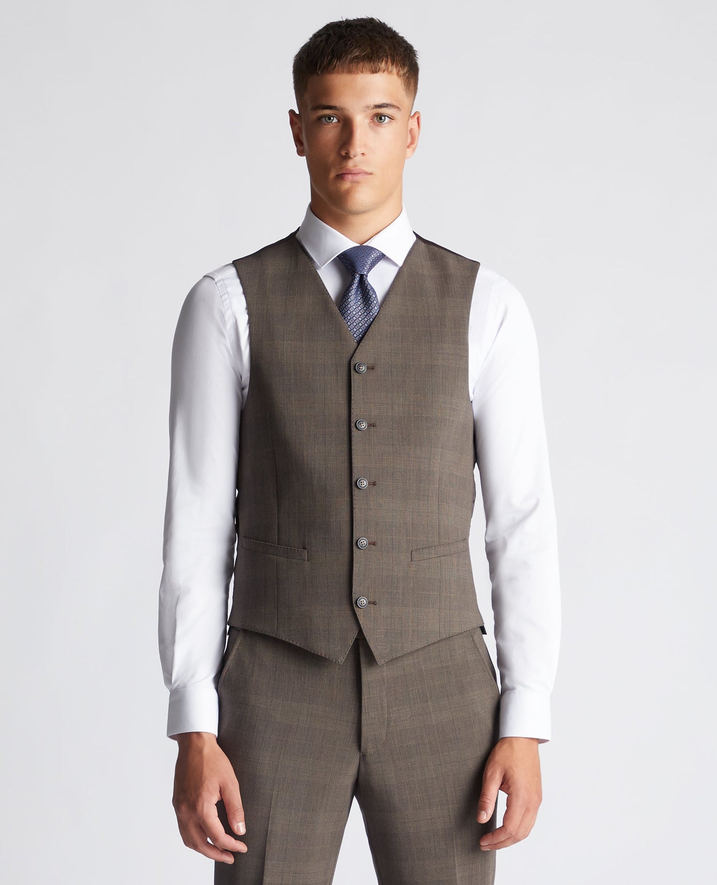 X-Slim Fit Checked Stretch Waistcoat