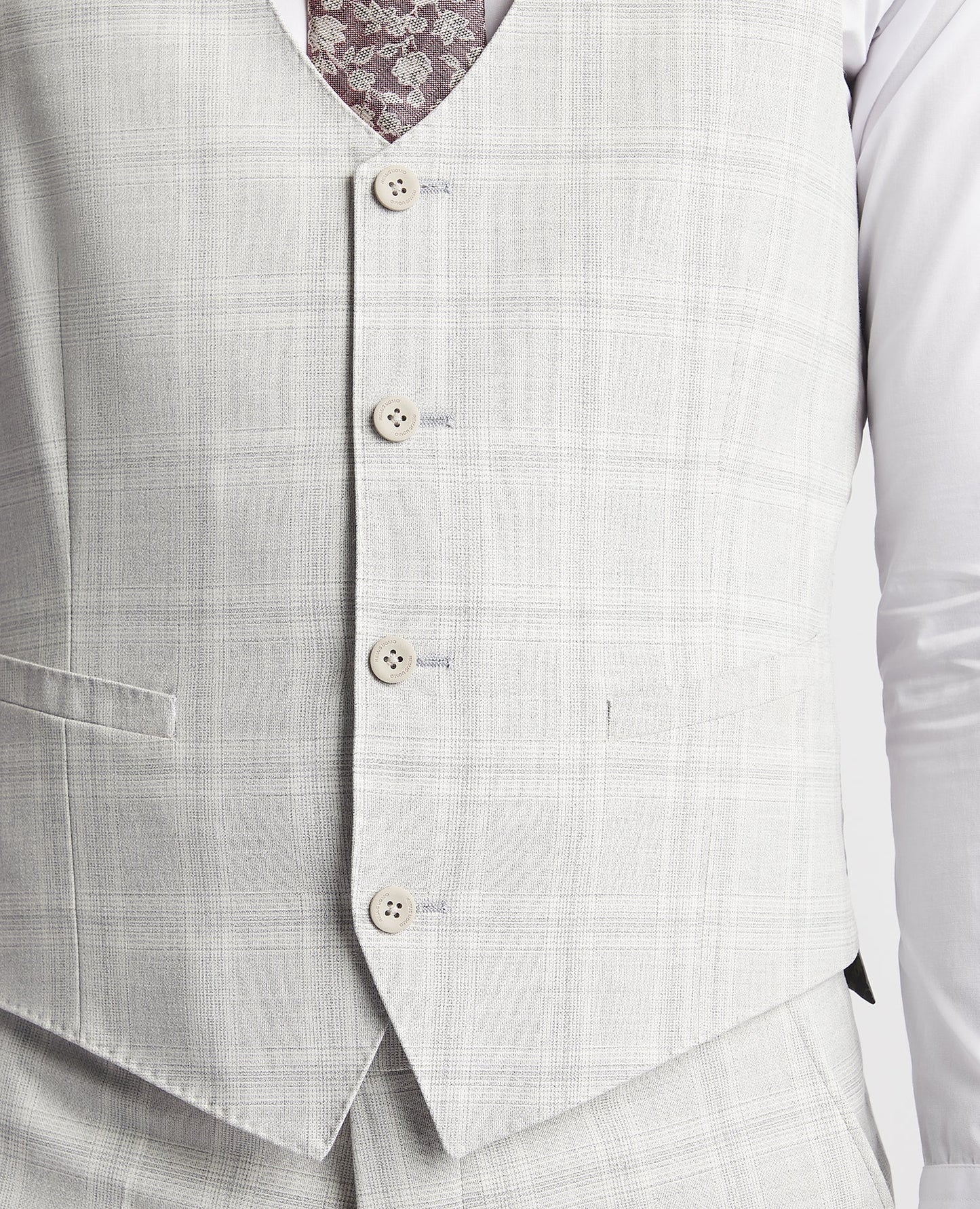 Man wearing a grey Slim Fit Checked Waistcoat