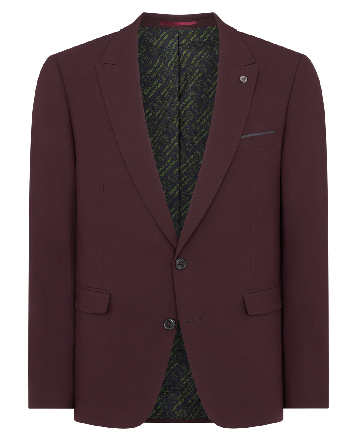 Man wearing a red Slim Fit Stretch Suit Jacket