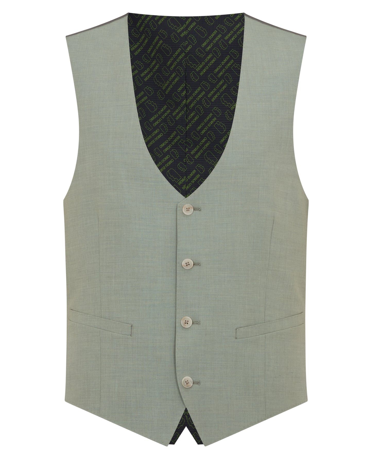 Man wearing a green Slim Fit Stretch Waistcoat