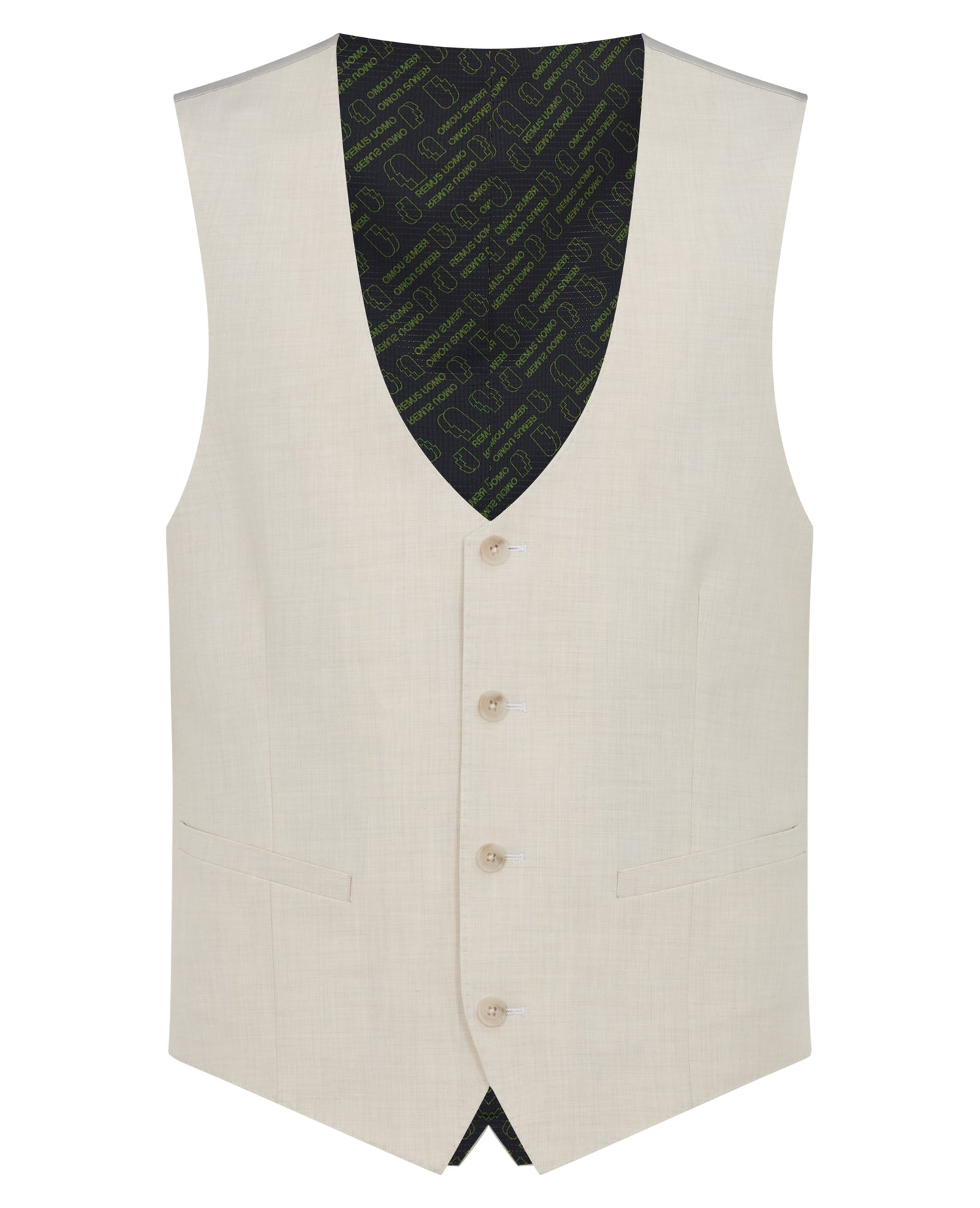 Man wearing a sand Slim Fit Stretch Waistcoat