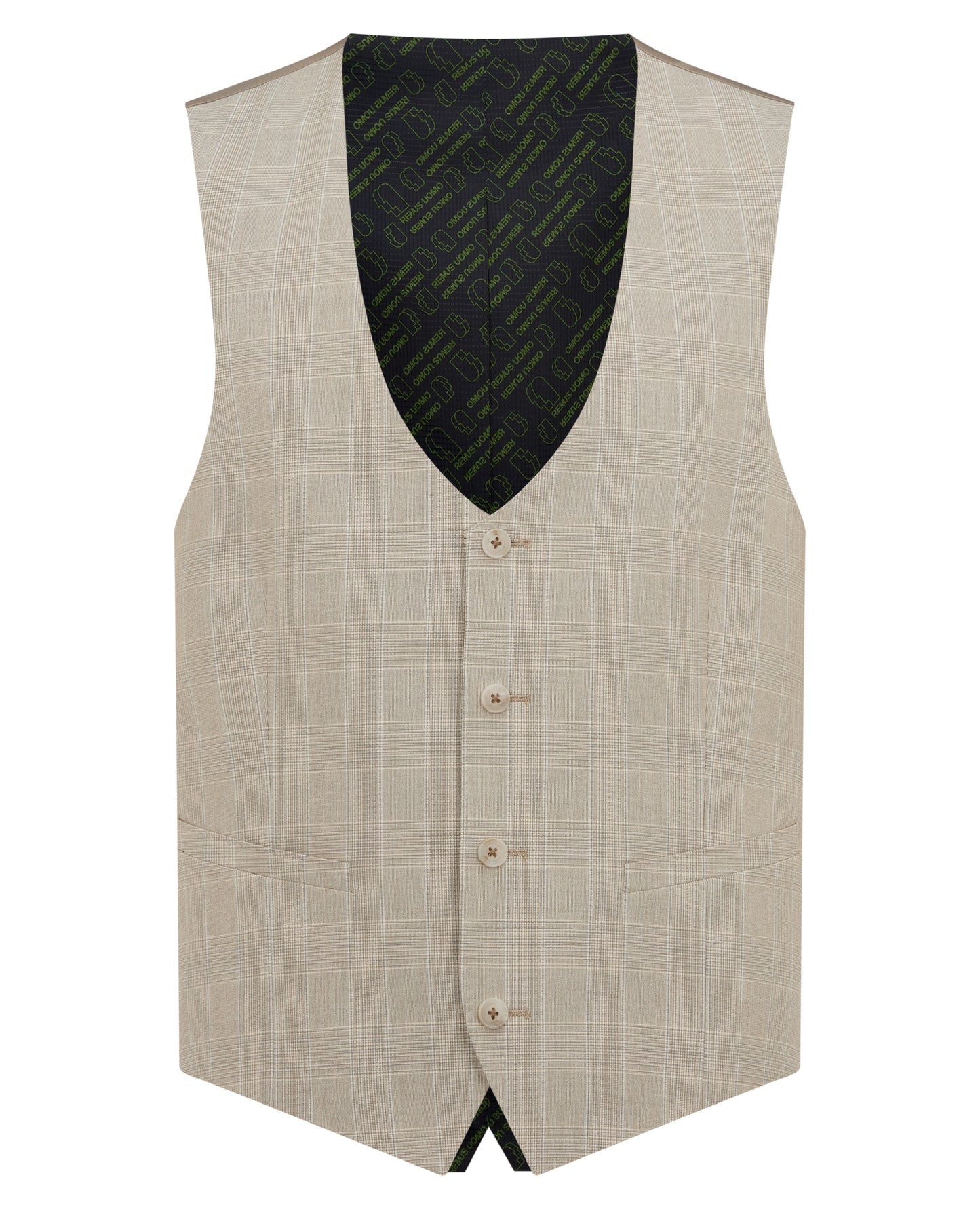 Slim fit checked polyviscose stretch waistcoat