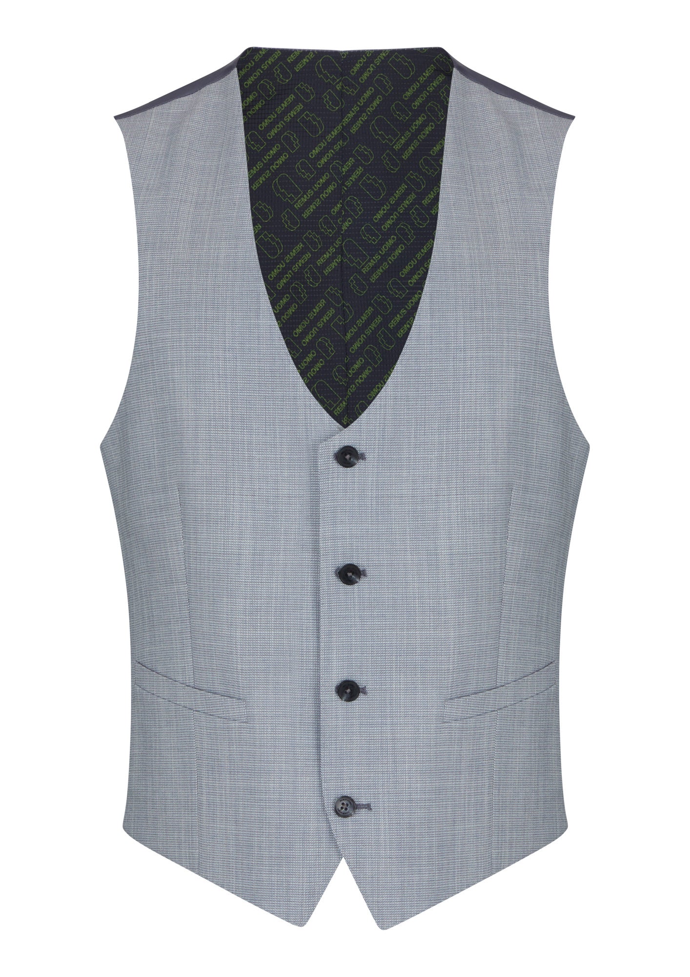 Man wearing a blue Slim Fit Stretch Waistcoat