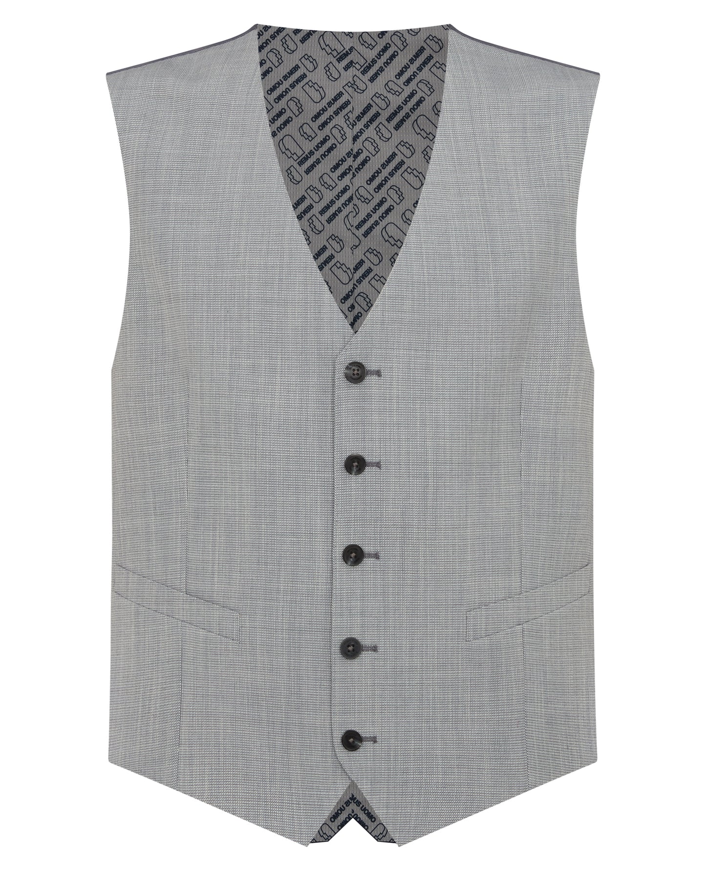 Man wearing a blue Tapered Fit Stretch Waistcoat