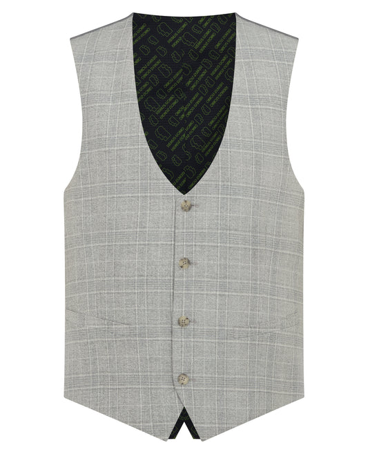 Man wearing a grey Slim Fit Checked Stretch Waistcoat