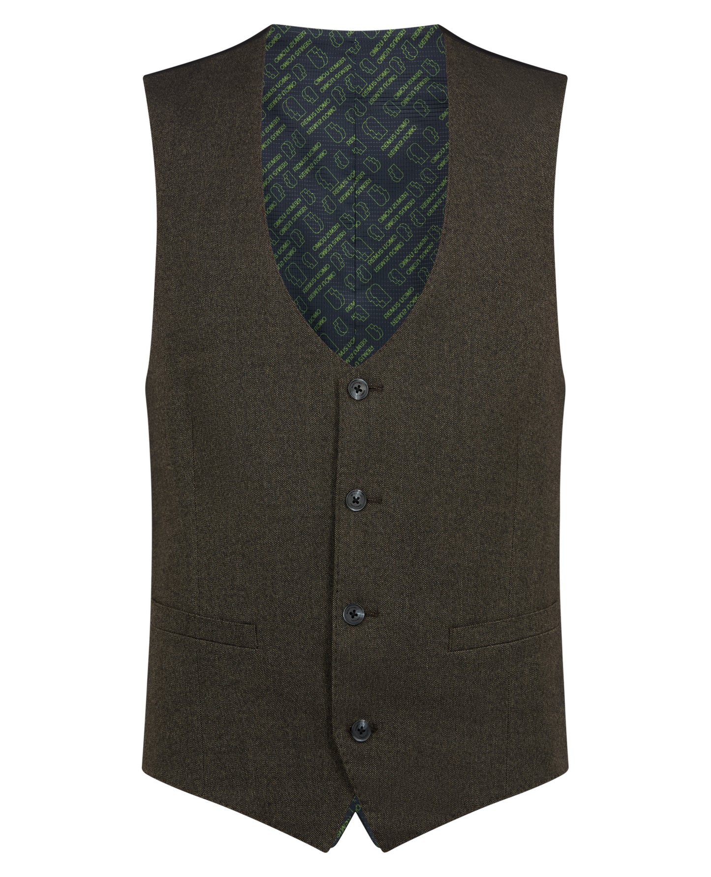 Man wearing a brown Slim fit polyviscose stretch mix and match suit waistcoat