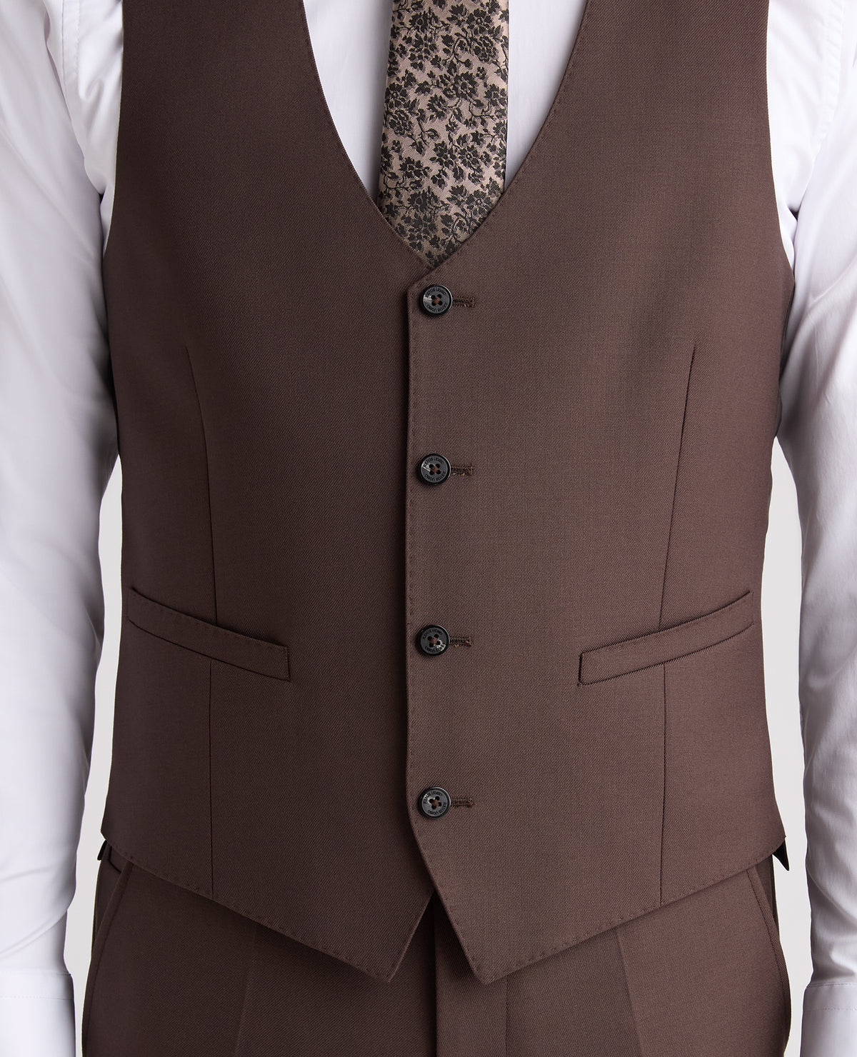 Brown Slim Fit Wool Rich Massa Waistcoat