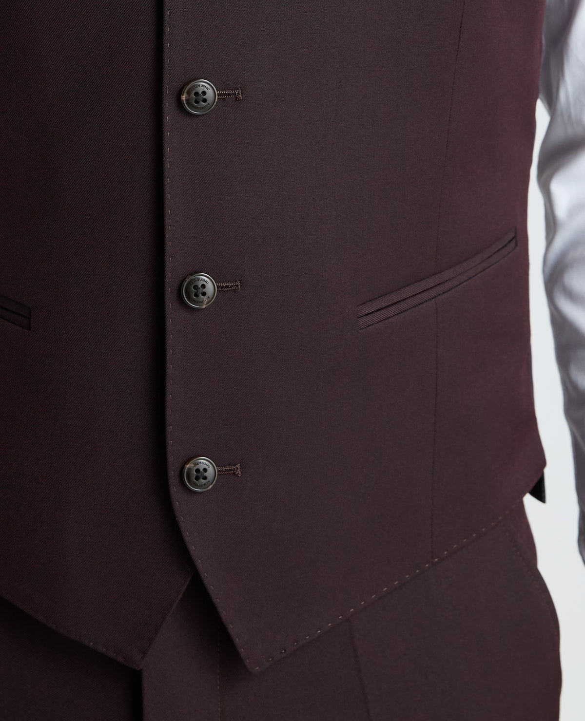 Dark Red Slim Fit Stretch Waistcoat