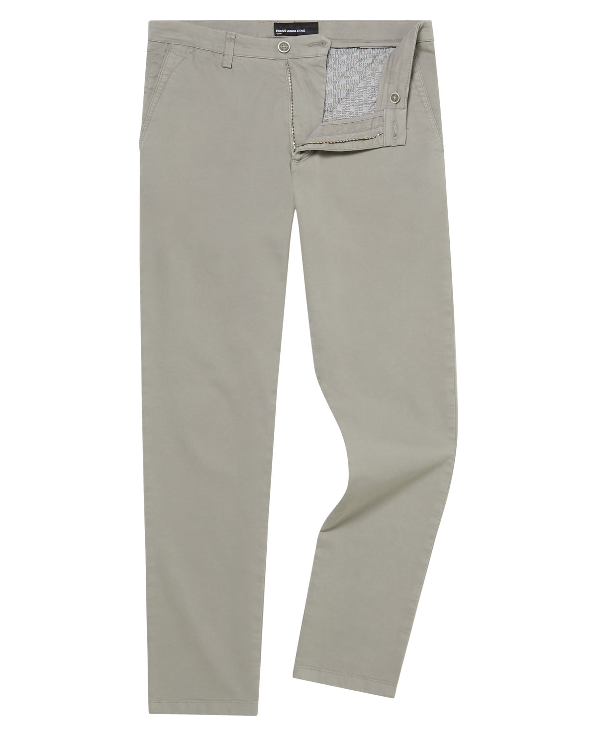 Man wearing a grey Slim Leg Cotton-Stretch Eldon Chino