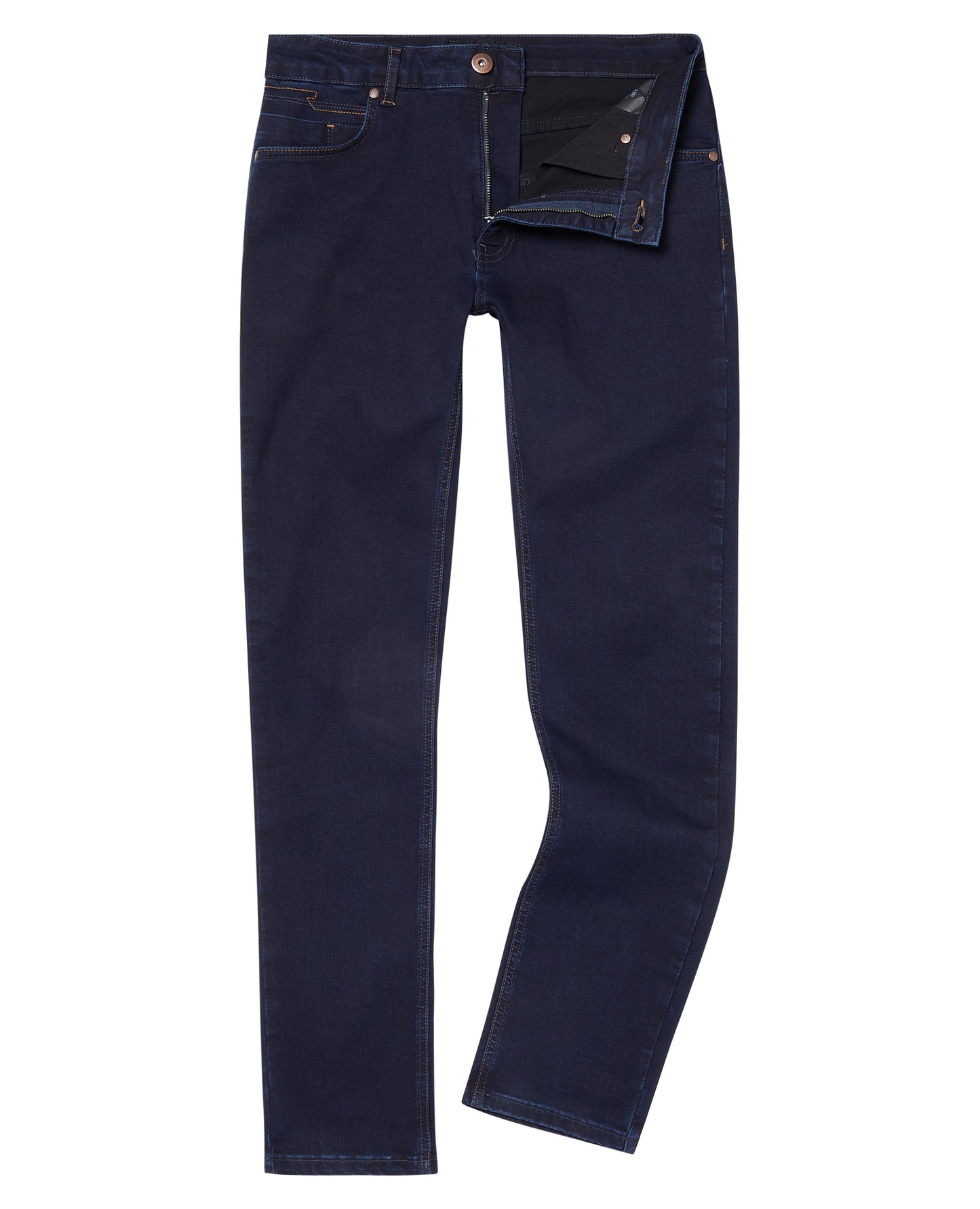 Man wearing a navy Apollo Slim Leg Cotton Power Stretch Jean