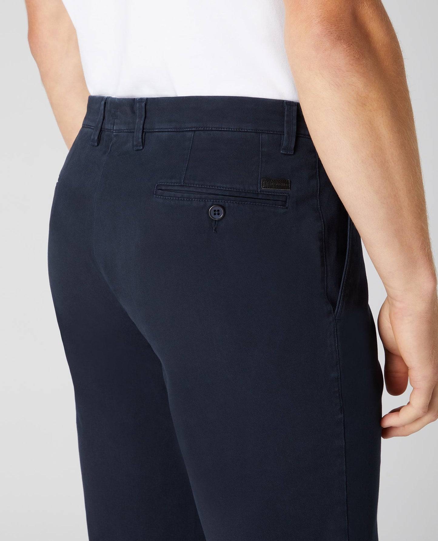 Man wearing a navy X-Slim Leg Cotton-Stretch Chino