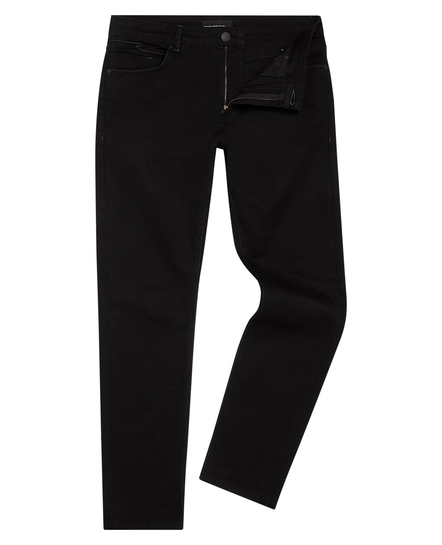 Man wearing a black Apollo Slim Leg Cotton Power Stretch Jeans