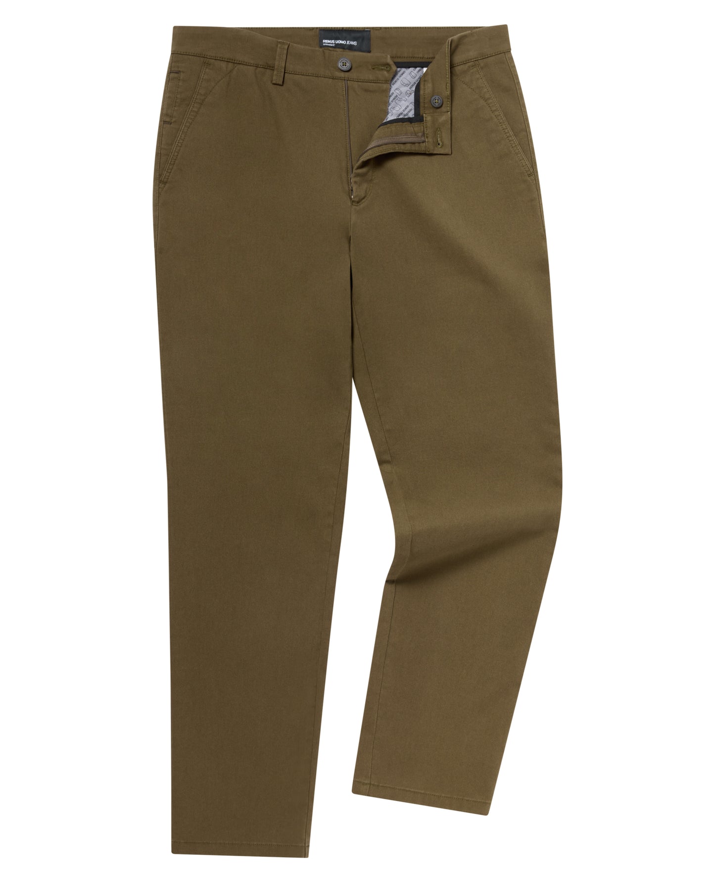 Man wearing a green Straight Leg Cotton-Stretch Washed Chino