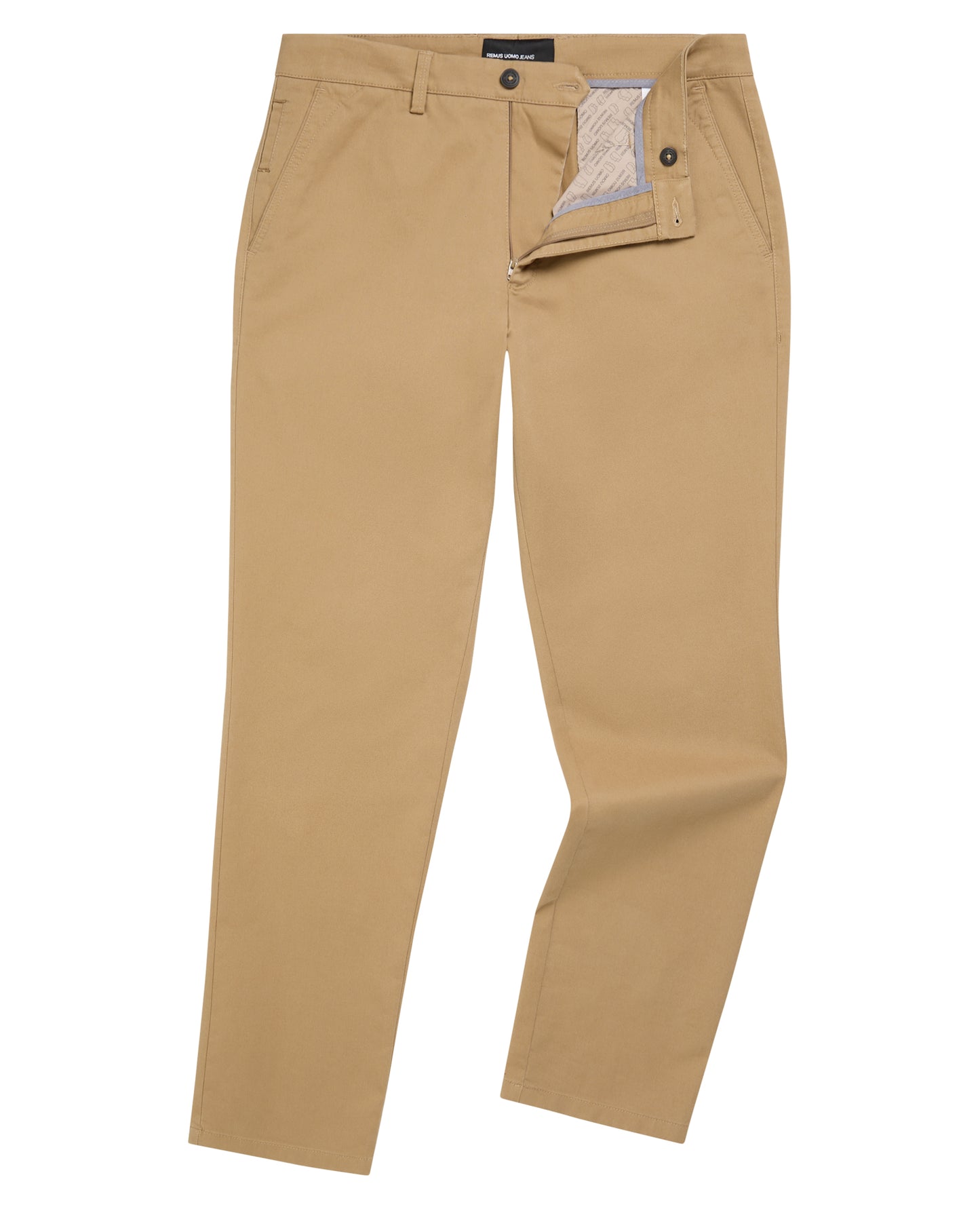 Man wearing a sand Straight Leg Cotton-Stretch Washed Chino