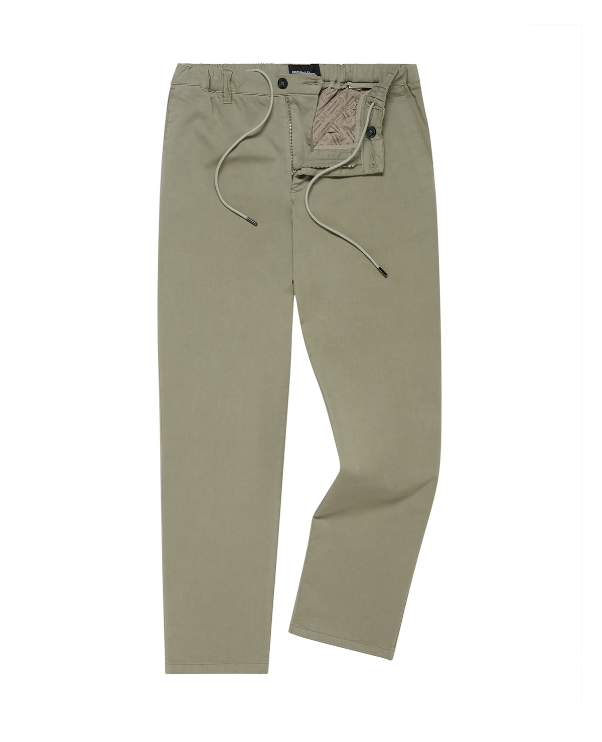 Man wearing a green Straight Leg Cotton-Tencel Blend Chinos