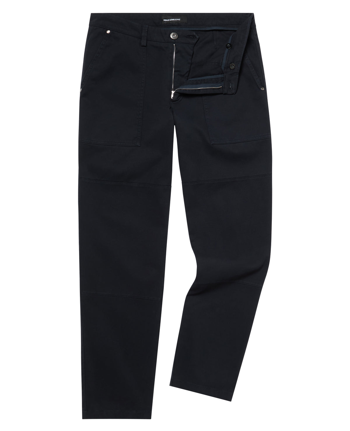Man wearing a navy Straight Leg Cotton-Stretch Carpenter Pant