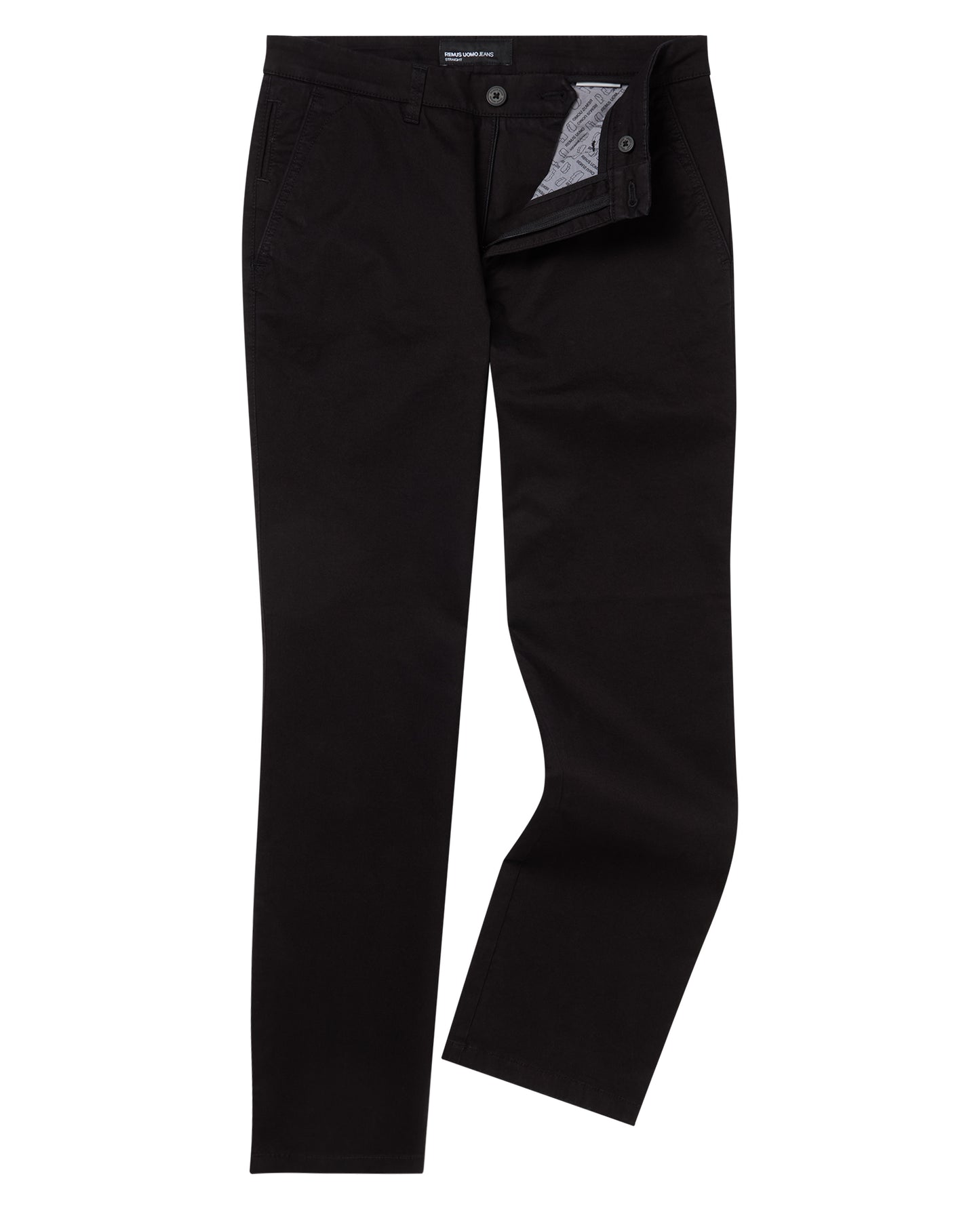 Man wearing a black Straight Leg Cotton Stretch Chino