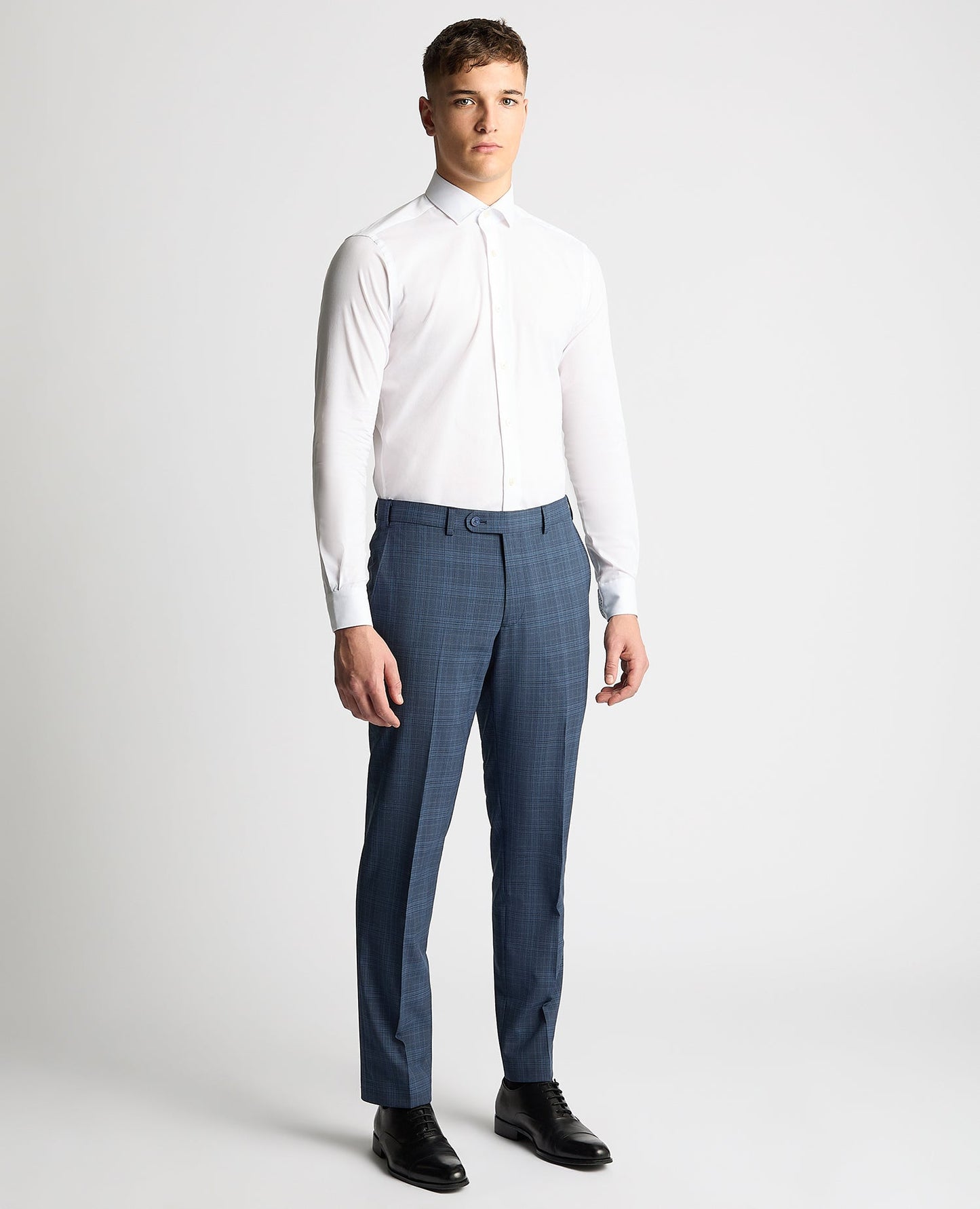 Tapered Fit Checked Wool Blend Mix and Match Suit Trouser