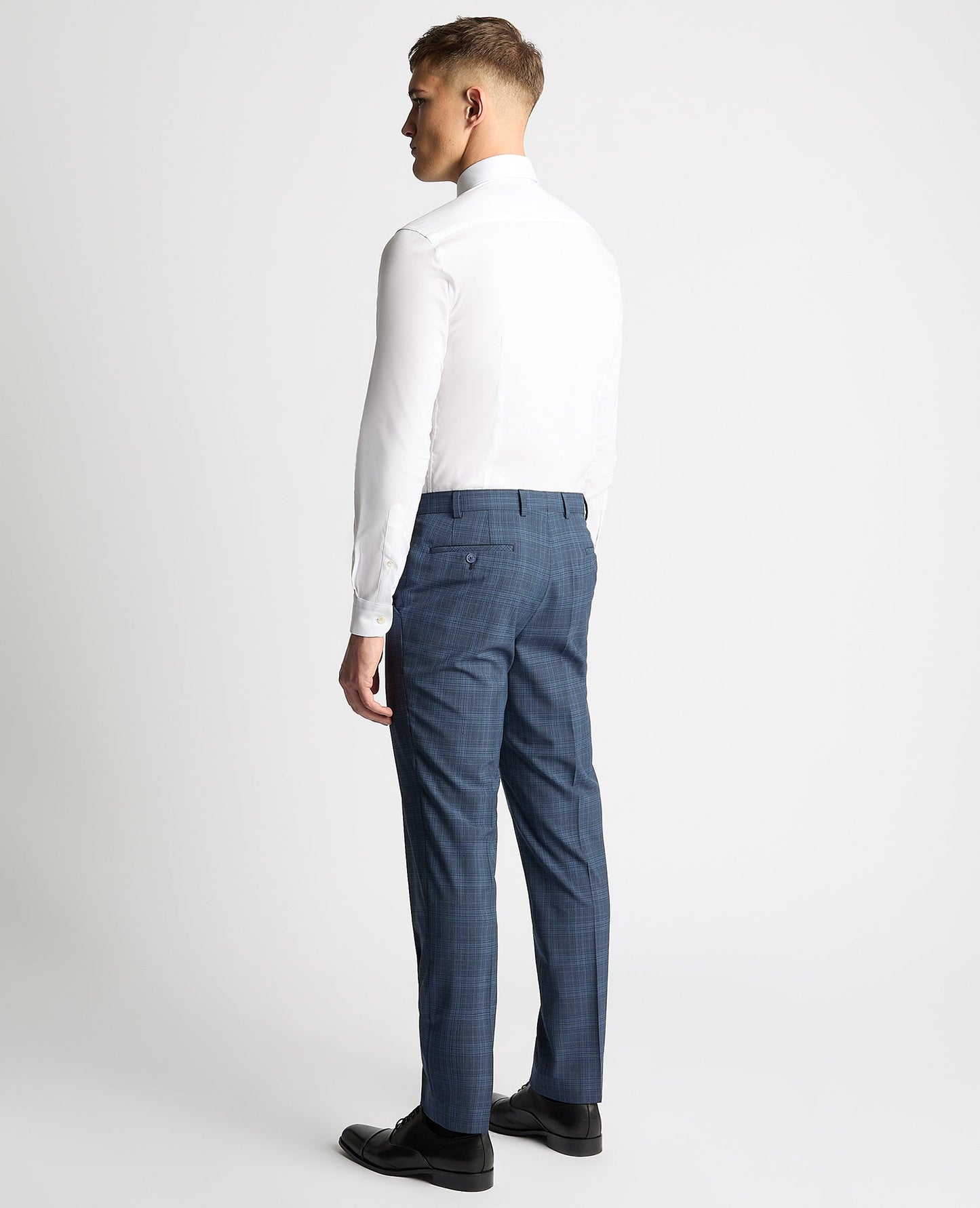 Tapered Fit Checked Wool Blend Mix and Match Suit Trouser