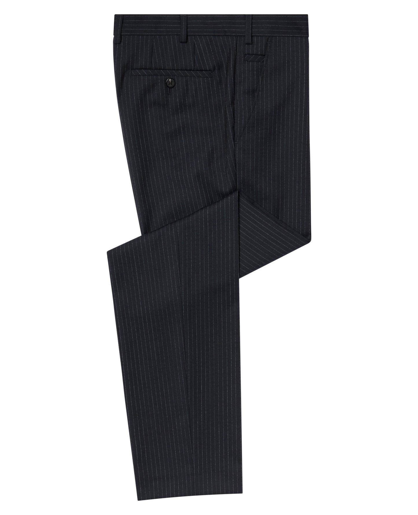 Man wearing a navy Slim Leg Wool Rich Pinstripe Mix and Match Suit Trouser
