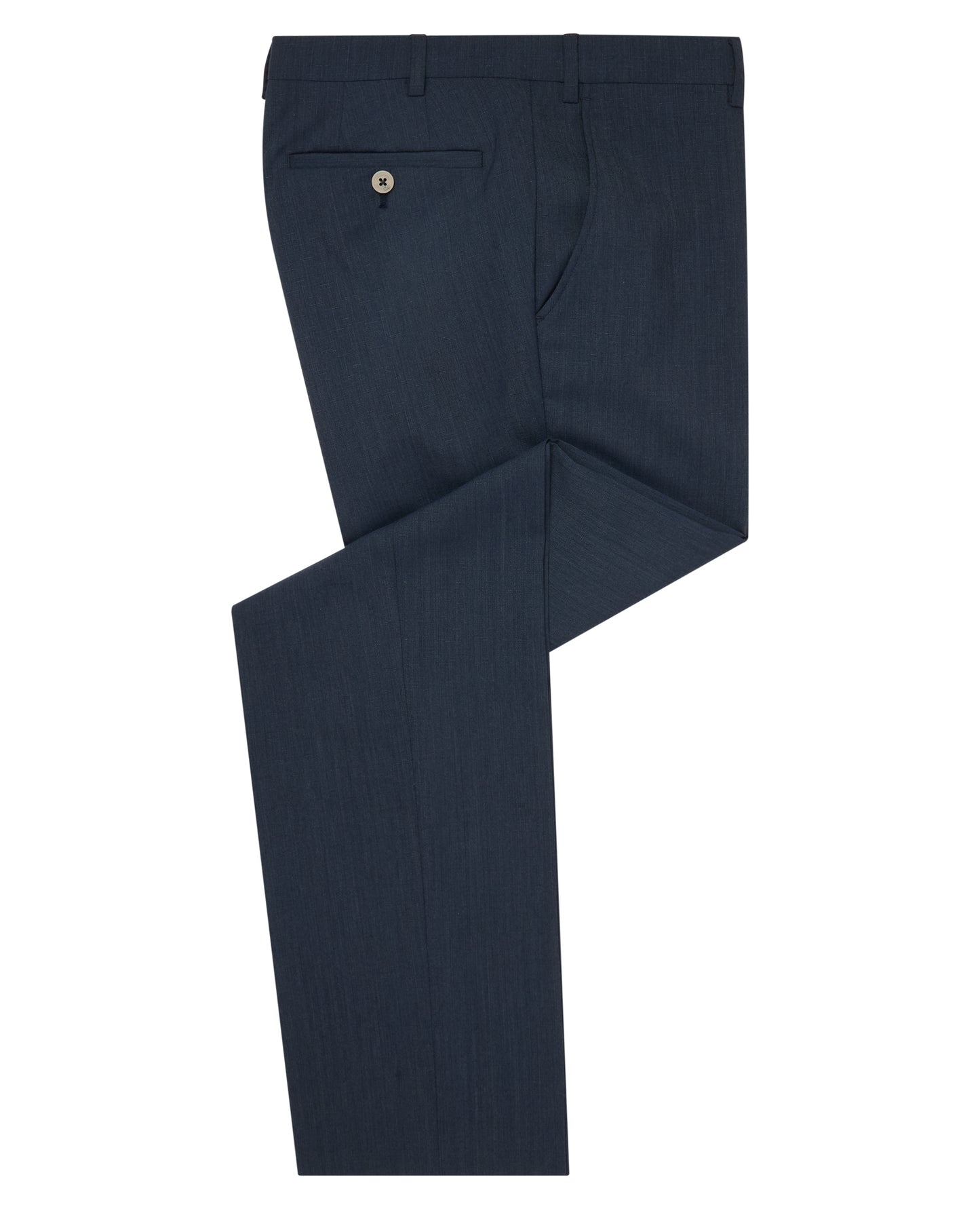 Man wearing a blue Tapered fit wool blend stretch mix and match suit trouser