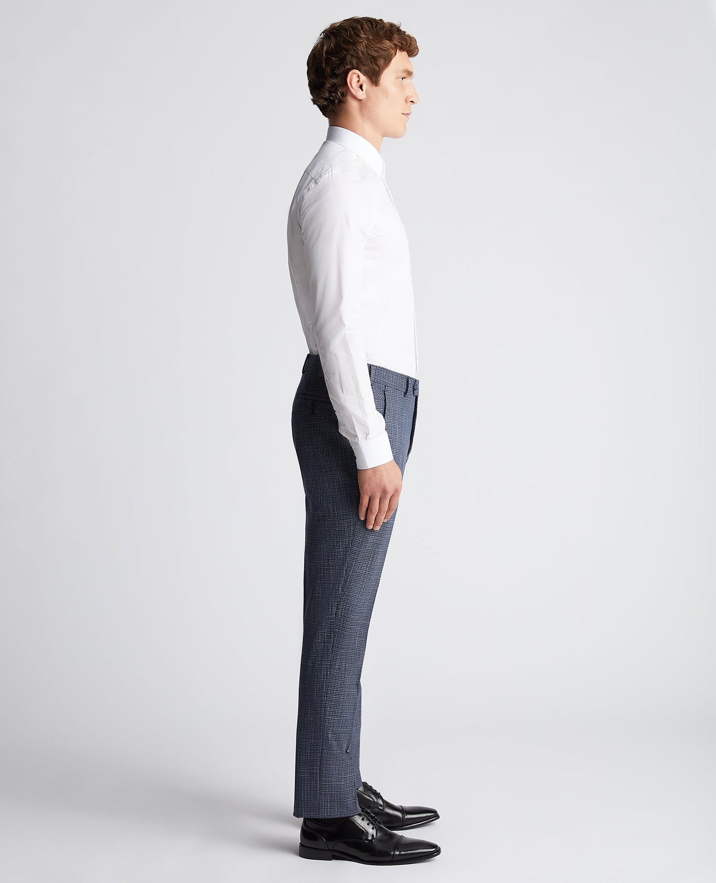 Slim Leg Checked Stretch Formal Trousers