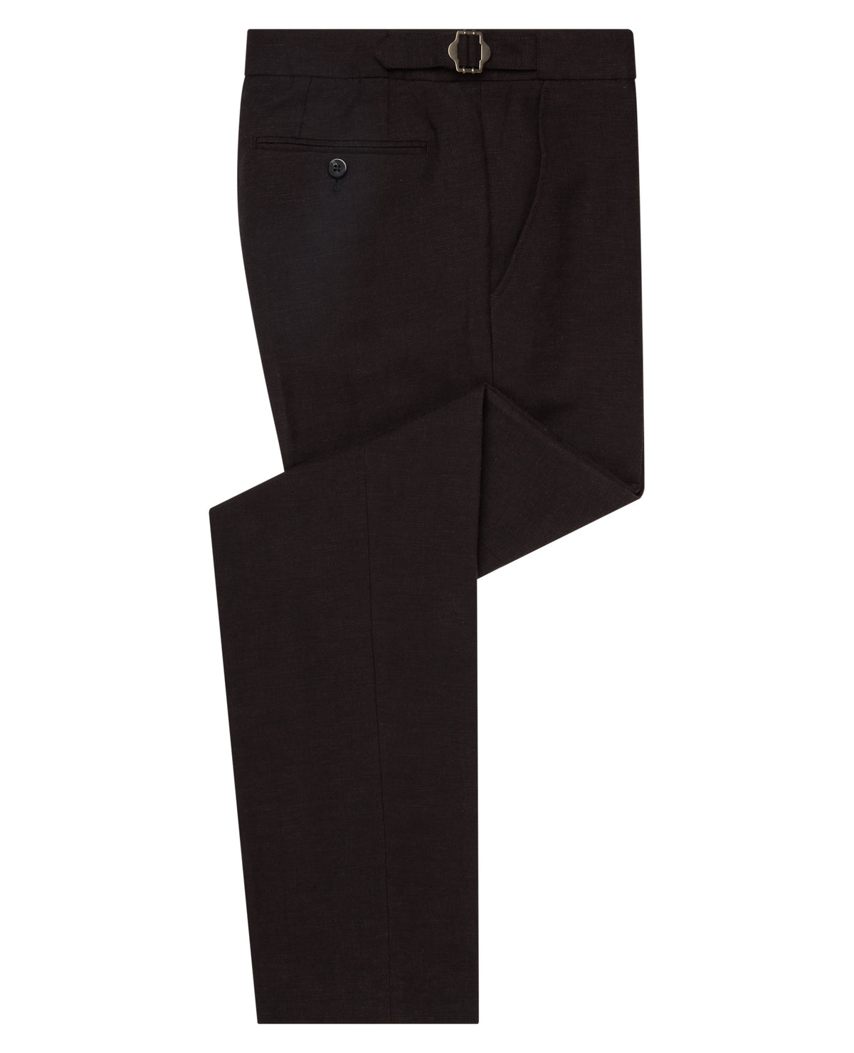 Man wearing a black Slim Leg Linen-Blend Formal Trousers