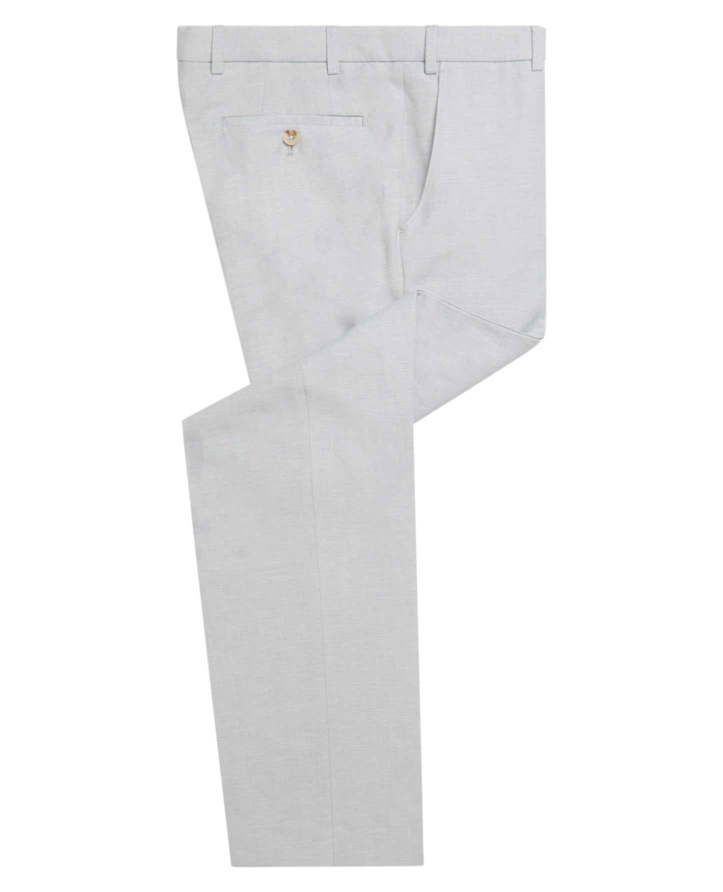 Man wearing a blue Tapered Fit Linen-Blend Formal Trousers