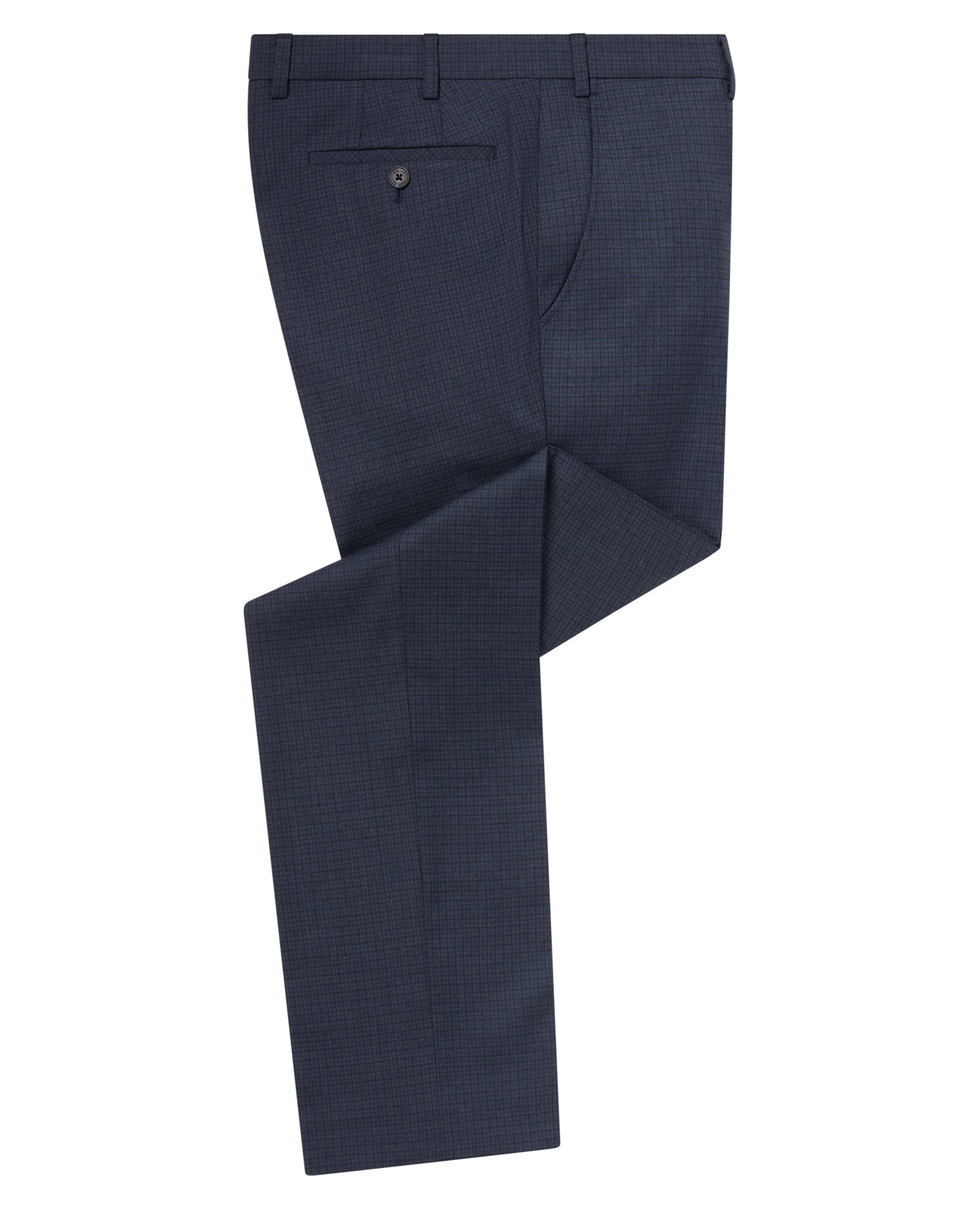 Man wearing a blue Slim Leg Checked Stretch Formal Trousers