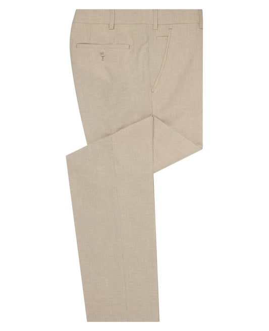 Man wearing a sand Slim Leg Linen-Blend Formal Trousers