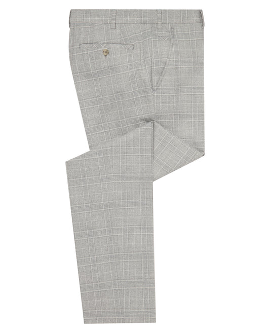 Man wearing a grey Slim Leg Checked Stretch Formal Trousers