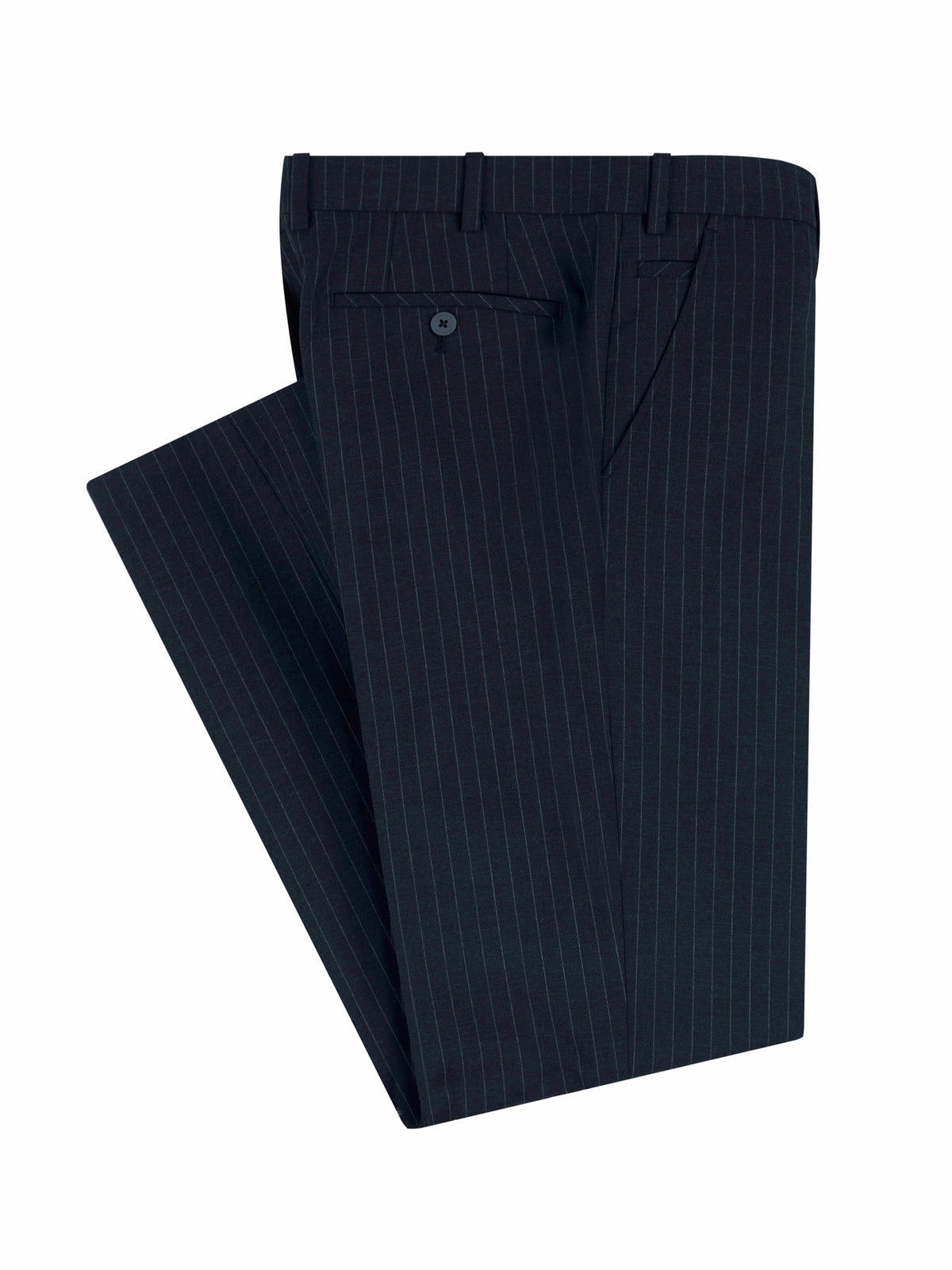 Man wearing a navy Navy Stretch Formal Trousers