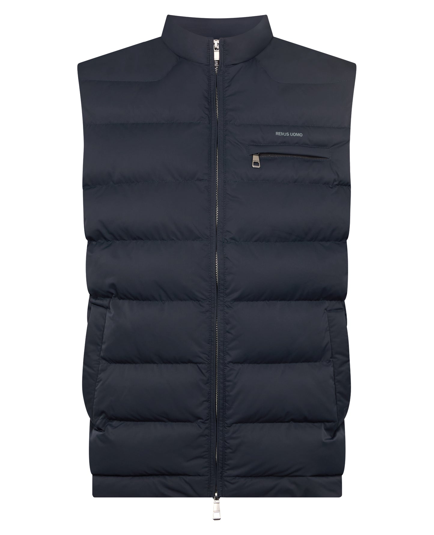 Man wearing a navy Regular Fit Quilted Gilet