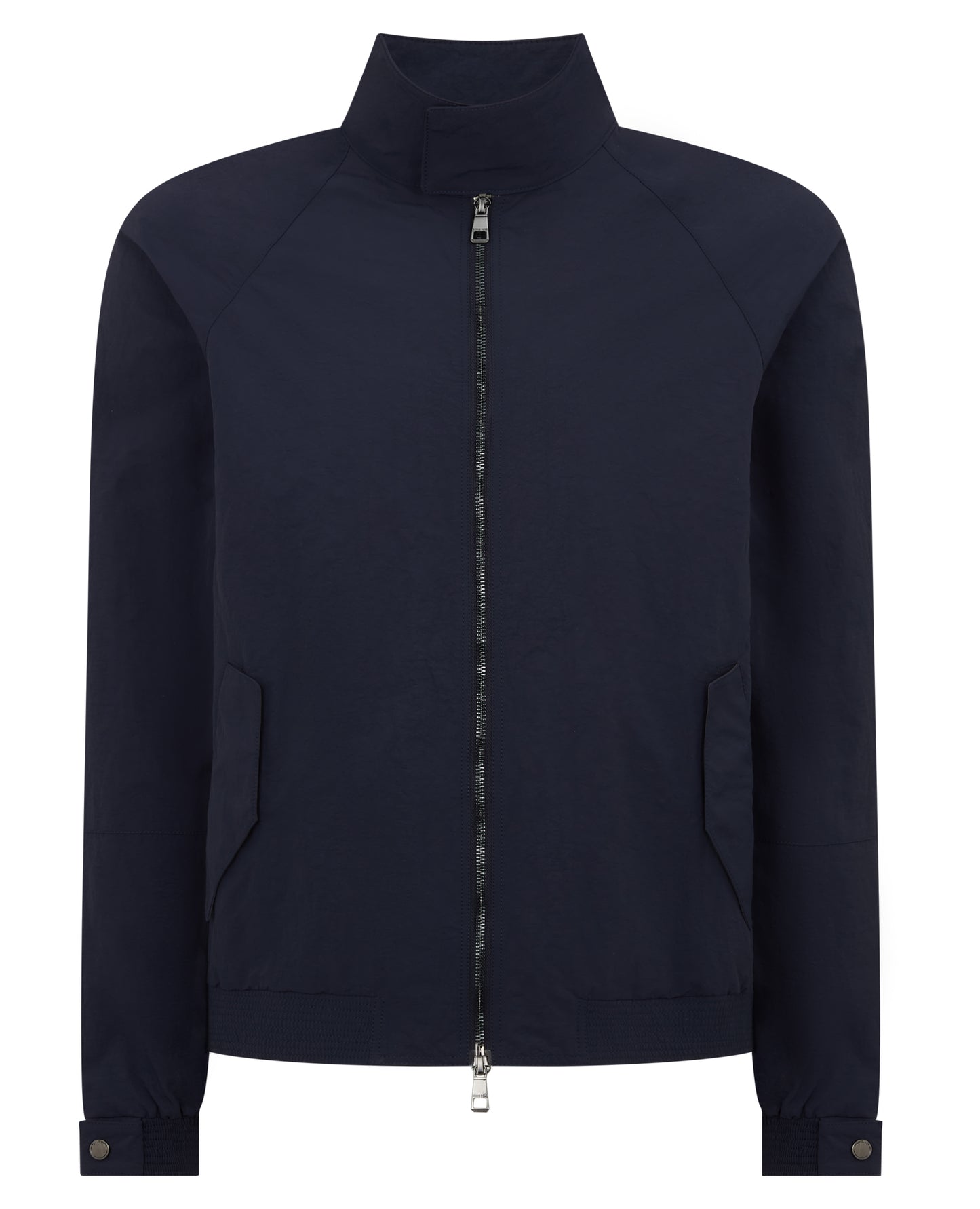 Man wearing a blue Regular Fit Showerproof Harrington Jacket