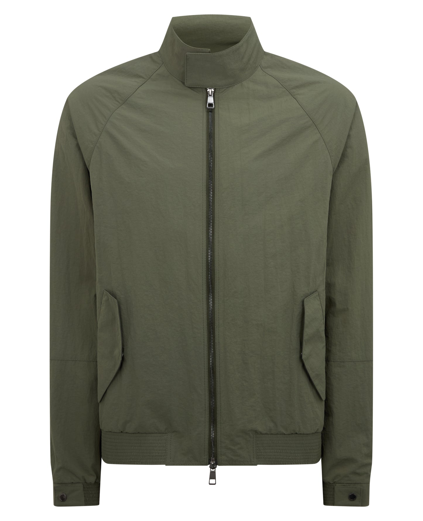 Man wearing a green Regular Fit Showerproof Harrington Jacket